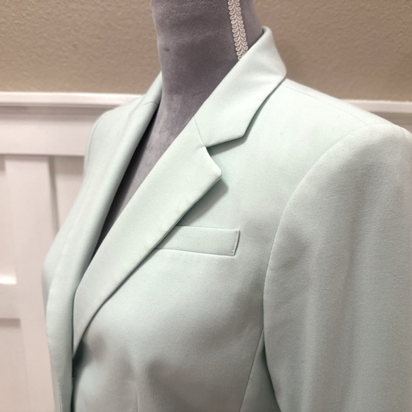 Calvin Klein Two Button Closure Jacket Blazer Size:6 Light Mint Back Bent Women - Picture 13 of 15